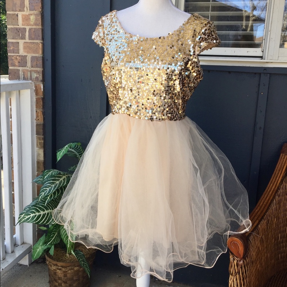Gold Sequin Tutu Dress, XL